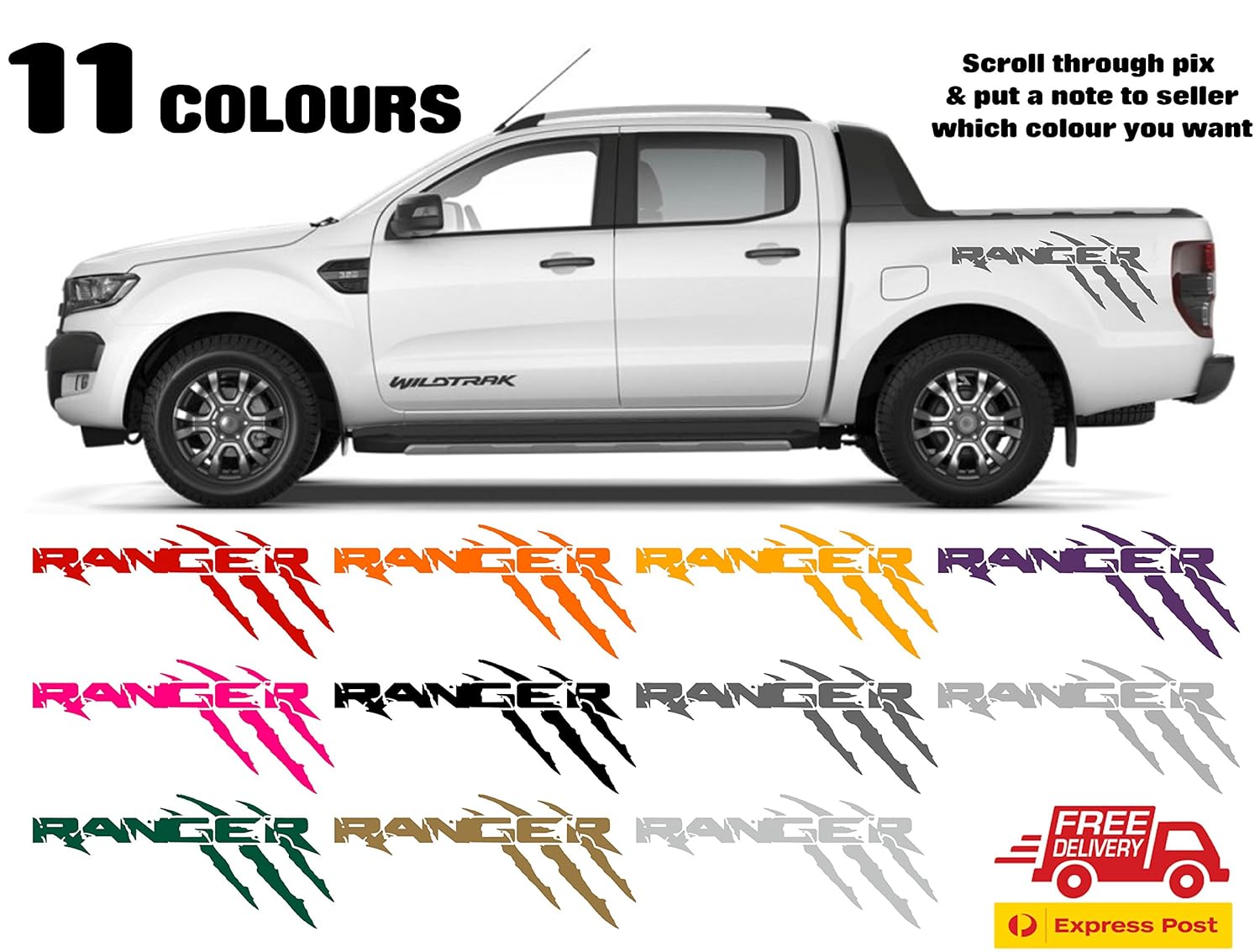 Ford Ranger Wildtrak 4x4 Vehicle Graphic X2 11 Colours To Choose