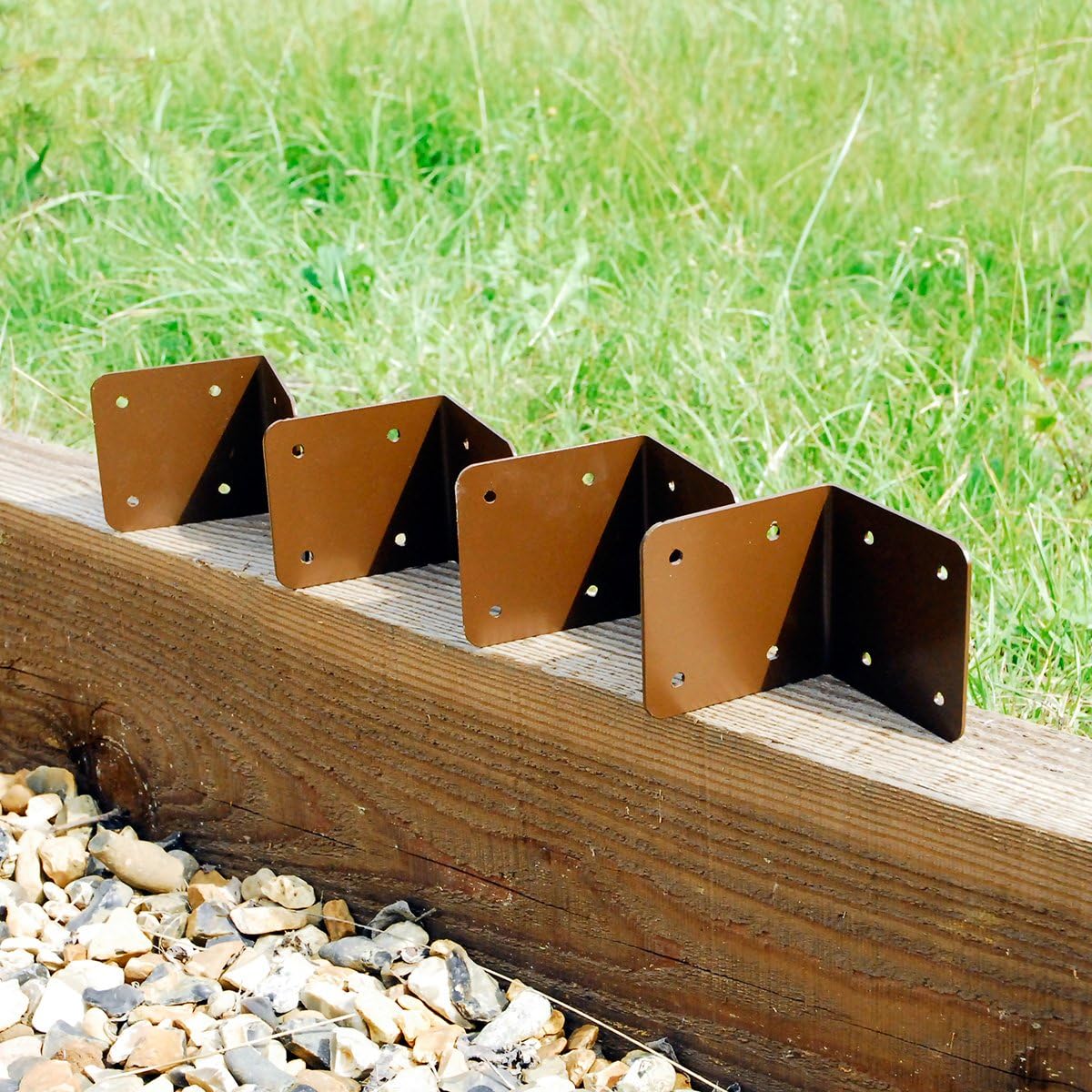 4 X CORNER Timber Railway Sleeper Brackets Wooden Planter Raised Bed
