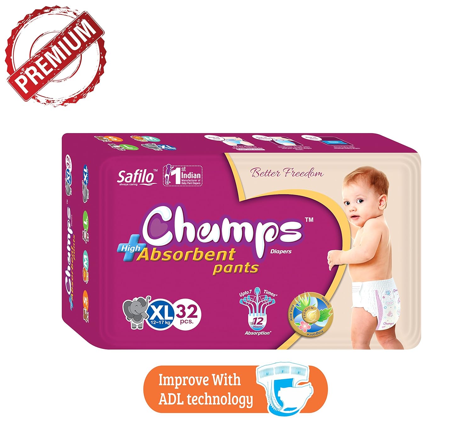 Buy Champs Diapers High Absorbent Pant Style Diaper, Extra Large, 32 Pieces Online at Low Prices