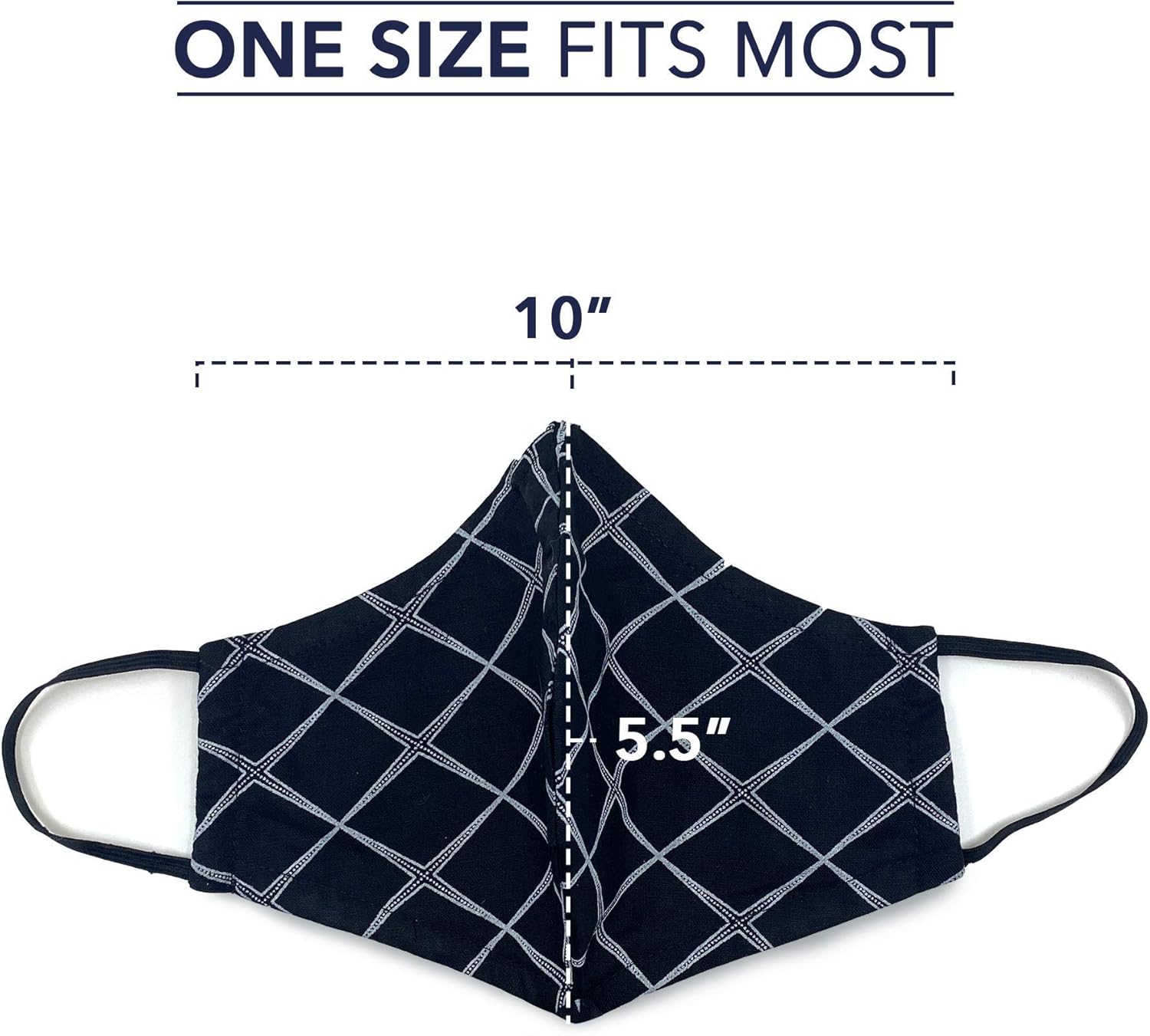 Cloth Face Masks Reusable Washable for Men & Women - Black & White Cotton Face Masks Printed Face Covering with Elastic Straps - Unisex Adult by MADDY - 3 PCS: Clothing