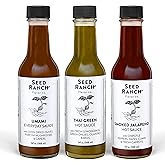 Seed Ranch Hot Sauce Variety Bundle, 3 Pack - Umami Everyday Sauce, Thai Green, Smoked Jalapeno - Mild to Medium Heat, Organic Gourmet Hot Sauce - Vegan, Non-GMO, Gluten-Free