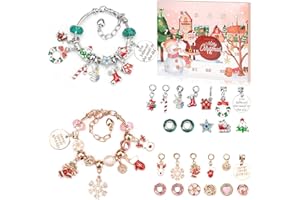 ZEERLIKI Advent Calendar 2024 Girls Bracelet Christmas Countdown Calendar,24 Days Pink DIY Christmas Charm Bracelet Gift for Girl