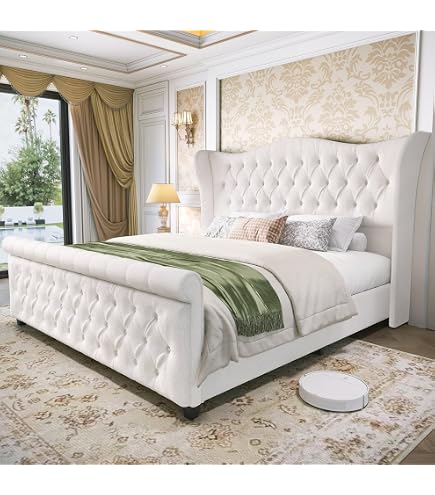 Amazon.com: Acme Picardy Tufted Fabric California King Bed with