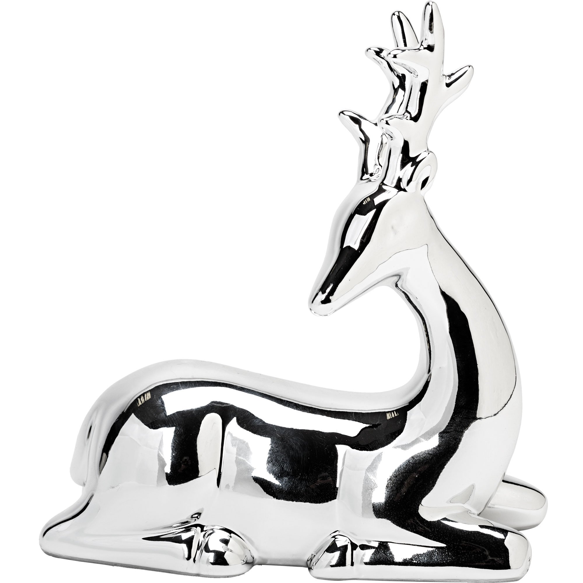 Suki Gifts International FF Silver Resting Reindeer Ornament, Chrome, 20 x 20 x 10 cm