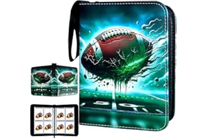 COYORO Football Card Binder, Trading Card Binder 4 Pocket with 50 Removable Sleeves Fits 400 Sport Cards, 3 Ring Card Holder Binder with Zipper, Collector Storage Album