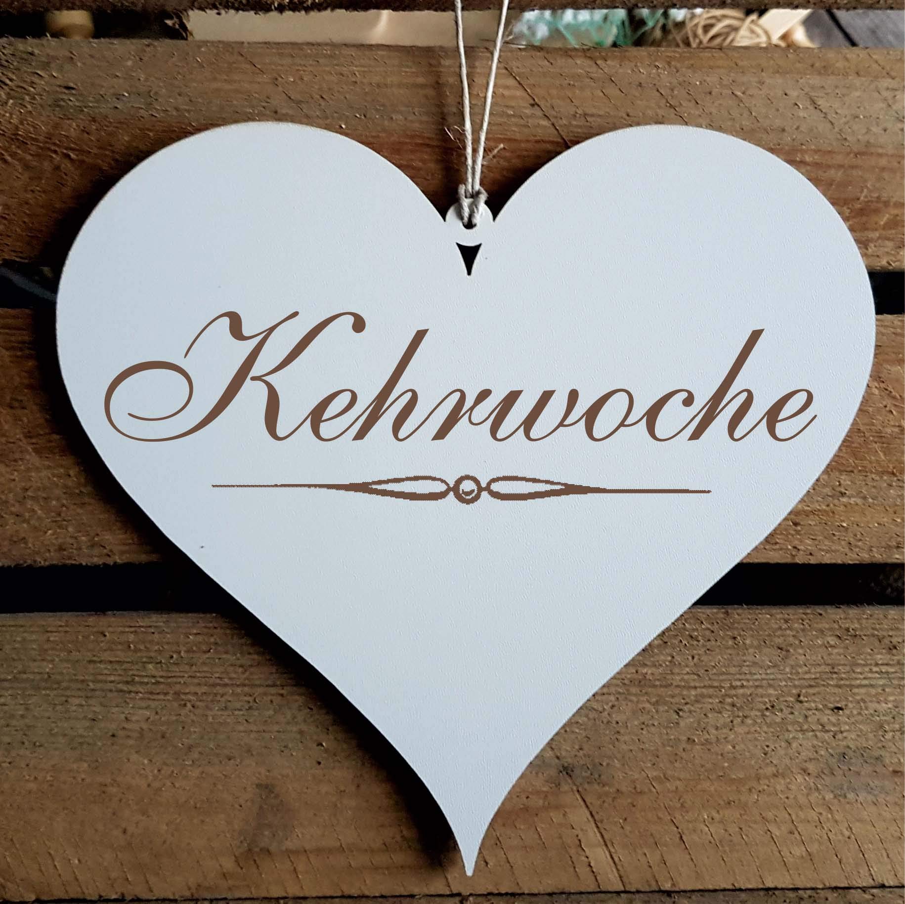 Heart Sign"KEHRWOCH" Approx. 13 x 12 cm – Door Sign Gift – House Hallway Cleaning House Rules