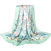 100% Pure Mulberry Silk Scarf 43”*43” Large Square Lightweight Headscarf Women’s Hair Wraps Shawls with Gift Packed