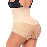 Werena Women Tummy Control Shapewear Panties Shaping Underwear High Waist Body Shaper(#382 Beige Lace Butt, XX-Large)
