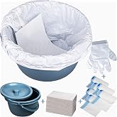 Commode Bucket with Liners and Absorbent Pads - Commode Bucket Replacement Universal Fit - 30 Disposable Bedside Commode Liners and 30 Pads for Adult Commode Chairs, Portable &amp; Camping Toilet Bags