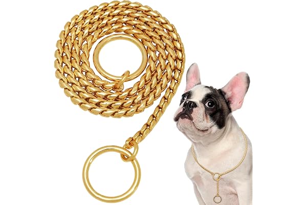 Heavy Duty Dog Stainless Steel Gold Choke Collar Slip Dog P Chain Snake Collar Plating Anti-Rust Dog Training Collars for Sma