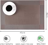 Miorkly Placemats and Coasters Set of 6 Dark Brown 45x30cm PVC Woven Vinyl view 7