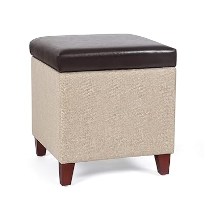 Buy Adeco Fabric Ottoman With Storage Chest And Footrest Square Seat Chocolate Beige Online In Nigeria B08y8r1f8r
