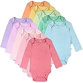 HonestBaby 10-Pack Long Sleeve Bodysuits One-piece 100% Organic Cotton for Infant Baby Boys, Girls, Unisex