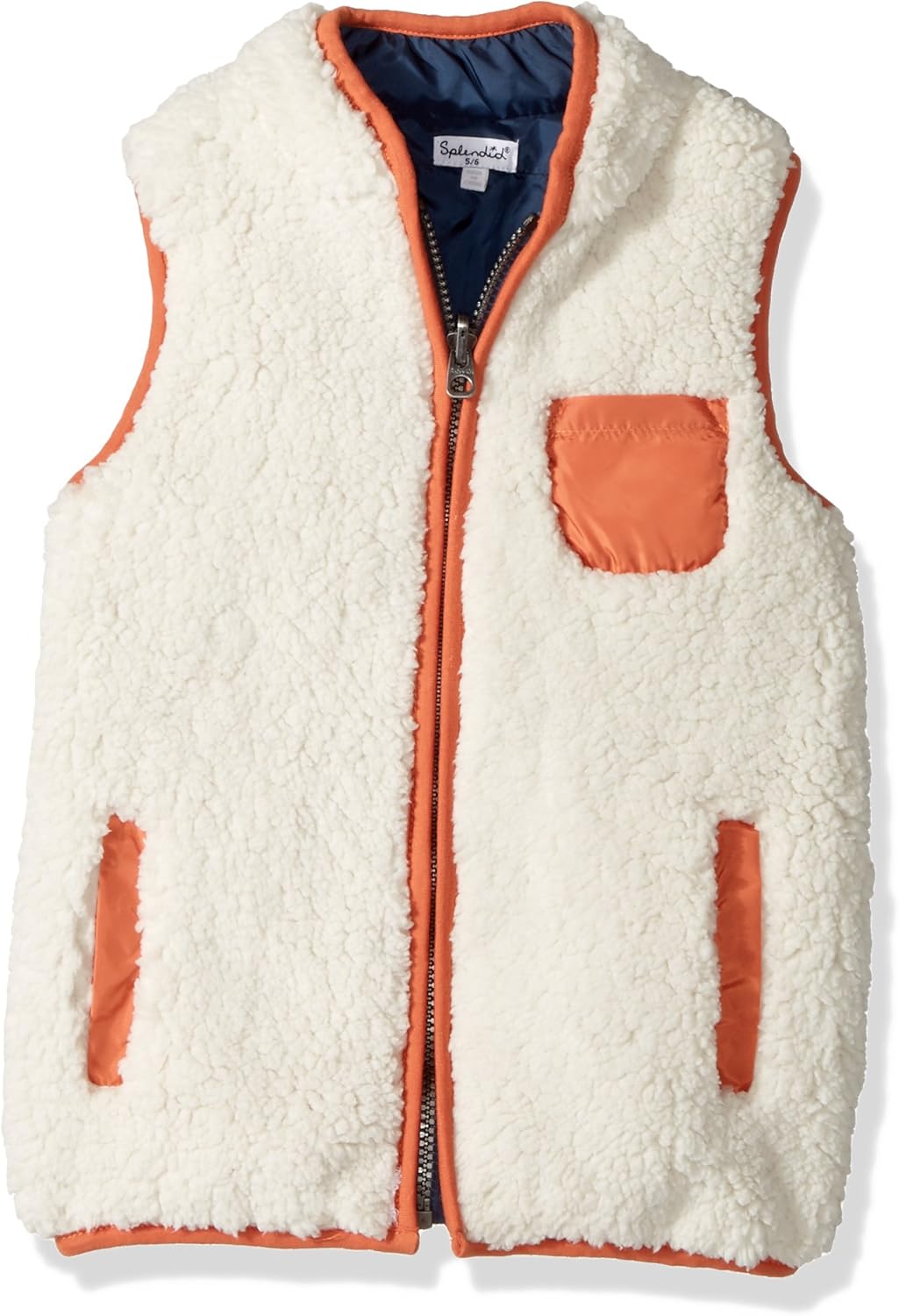 Splendid Boys' Reversible Sherpa Vest, Off White, 2T Clothing