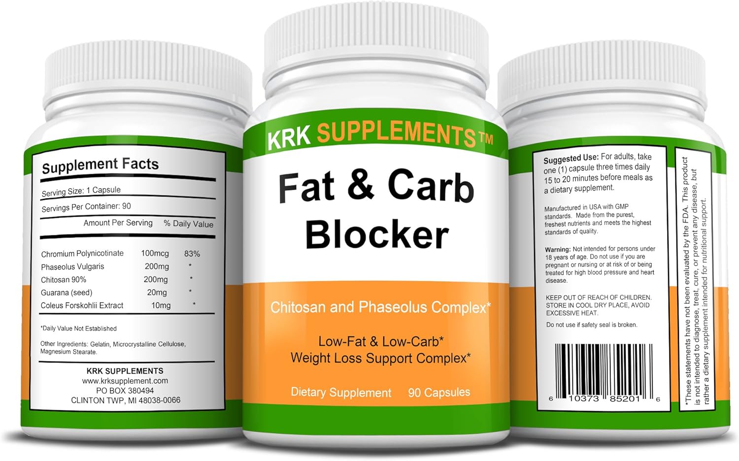 1 Bottle Fat and Carb Blocker with Phaseolus Vulgaris (White Kidney