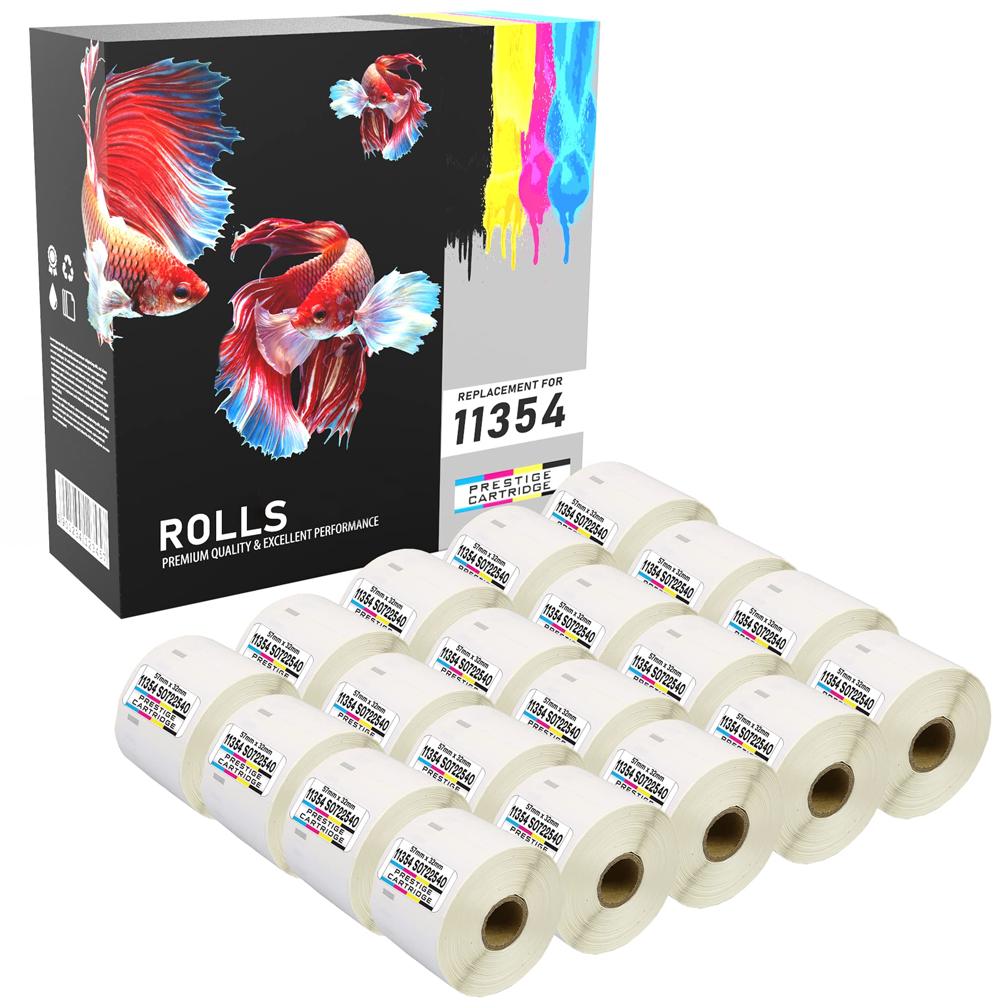 Prestige Cartridge 11354 57 mm x 32 mm Address Labels Roll for Dymo Labelwriter 320/400/450/4XL (Pack of 20)