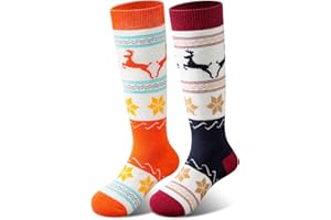 Cimkiz Merino Wool Kids Ski Socks (2 Pairs/3 Pairs) for Boys Girls Thick Warm for Winter Snow Skiing Snowboard Sports