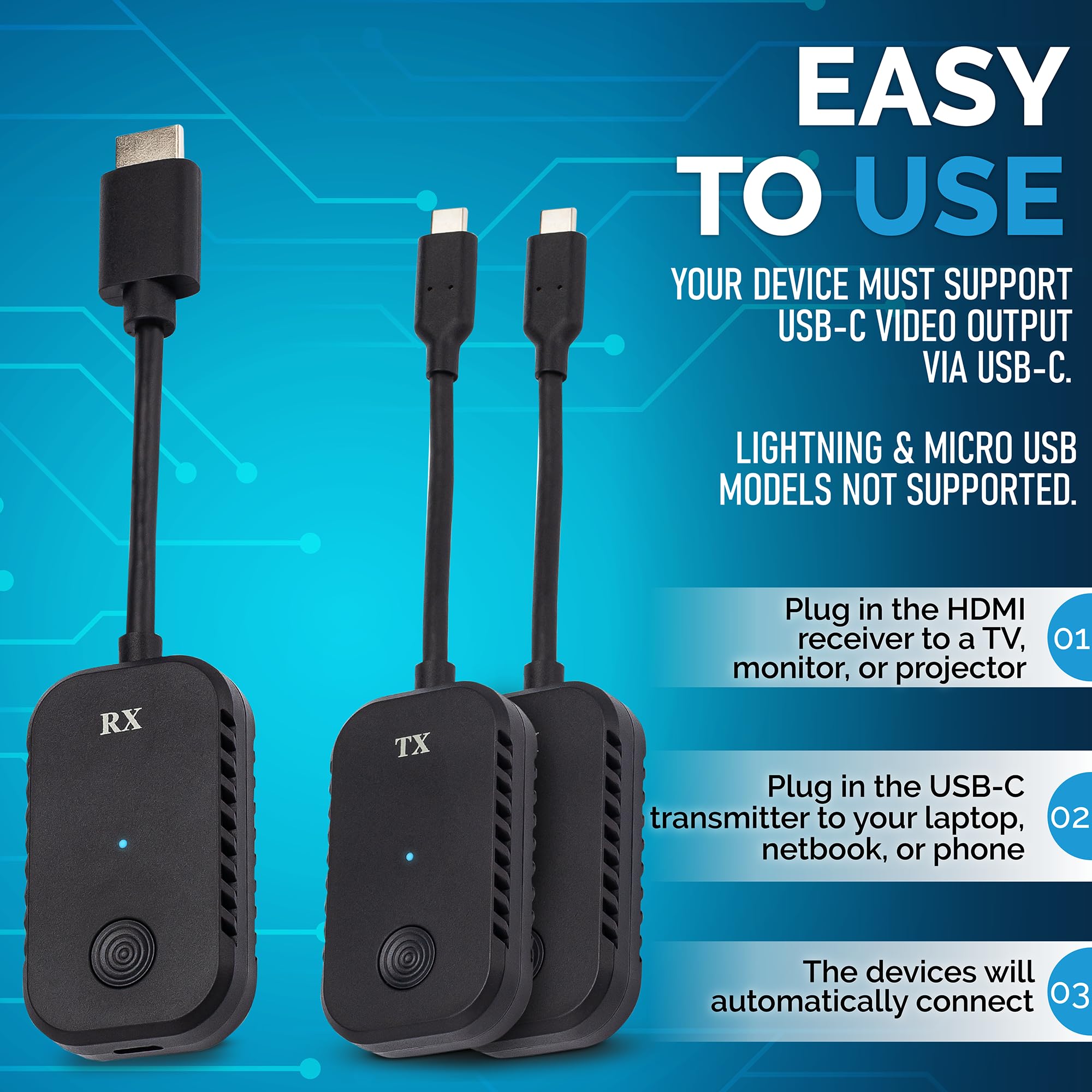 ClearClick Present+Share (USB-C Edition) - Wireless Presentation & Video Broadcasting System for Laptops & Smartphones (2 USB-C Transmitters, 1 HDMI Receiver)