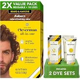 Cleverman Hair &amp; Beard Dye for Men, Gray Coverage, Auburn, 2X Pack | Reusable kit, up to 10 uses, ammonia-free, no-drip cream with SkinArmour&reg;, 7-min application, natural-looking, lasting color