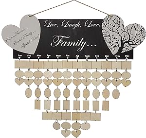 Connexx Henry Inc Wall Calendar – Family Wall Decor for Home – Decorative Special Date Reminder with 125 Charms – Custom family birthday calendar with tags – Cute Vintage Design