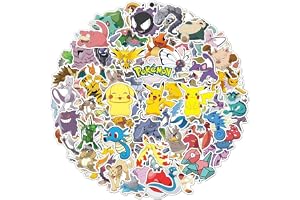 100 Cartoon Pokémon Stickers Waterproof & Durable Cute Decals for Perfect for Laptops, Phones, Skateboards, Luggage,Assorted Funny for Gifts, Party Favors.