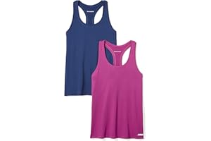 Amazon Essentials Women's Active Workout Quick Dry Tech Stretch Racerback Tank Top (Available in Plus Size), Multipacks