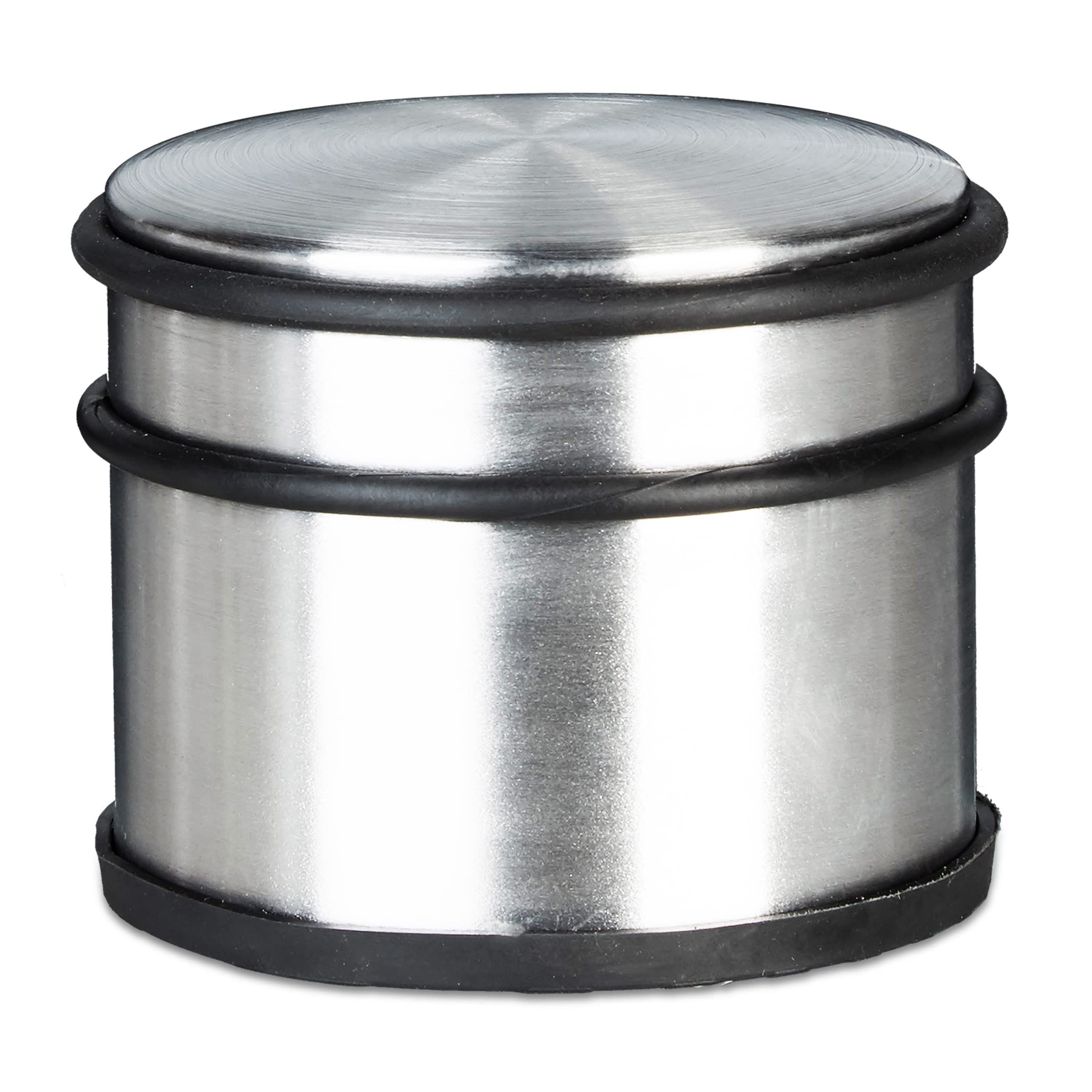 Relaxdays Tall Door Stop, Stainless Steel, Large, Rubber Protectors, Heavy Doorstop, Approx. 7.5 x 9.5 x 9.5 cm, Silver
