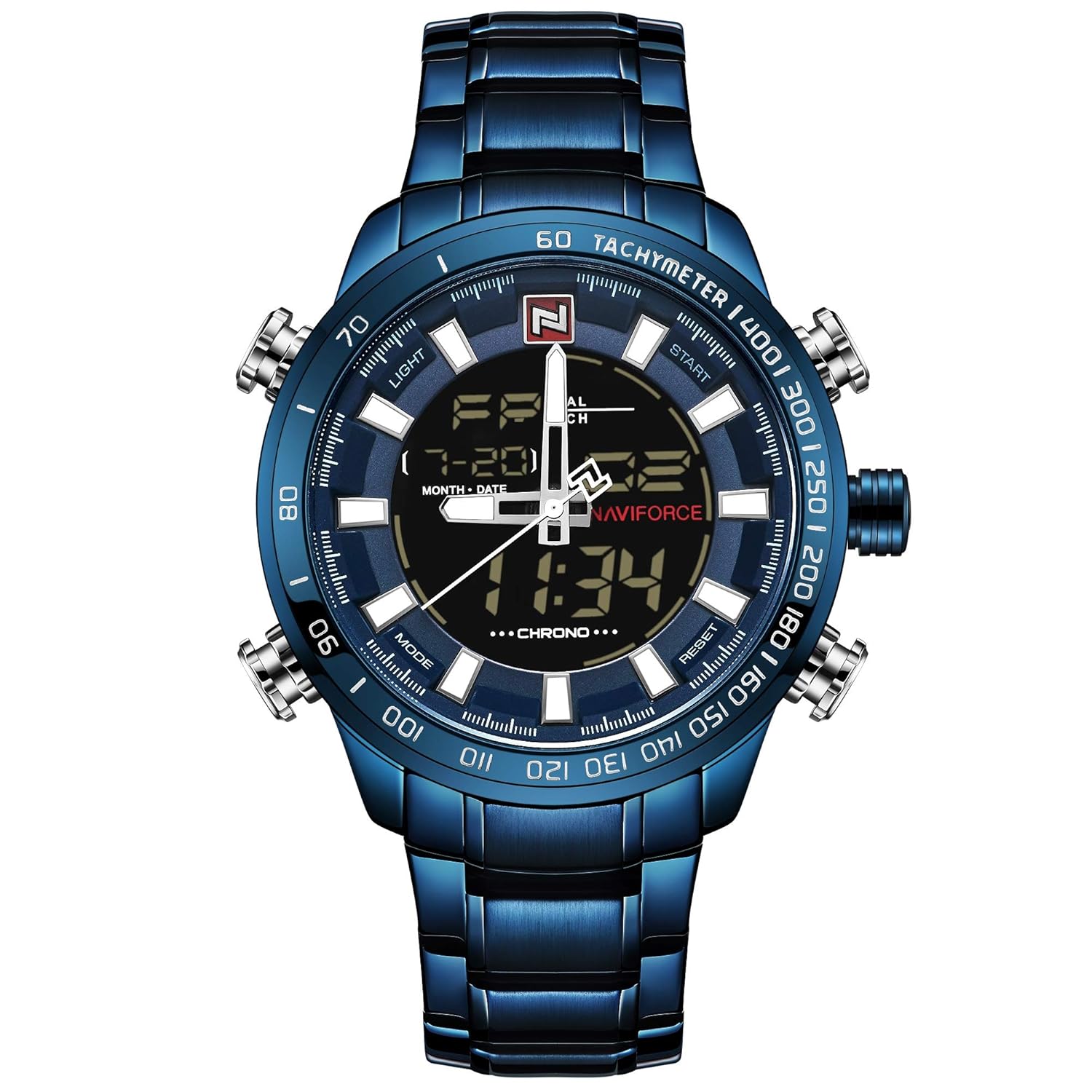 Naviforce Blue Beast Exclusive Dual Time Stainless Steel Watch