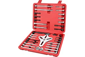 WETT Harmonic Balancer Puller Set, 47Pcs Power Steering Wheel Pulley Puller Installer Tool, Automotive Flange Type Gear and Crank Puller Set, Harmonic Balancers, Crankshaft Pulleys, Gears
