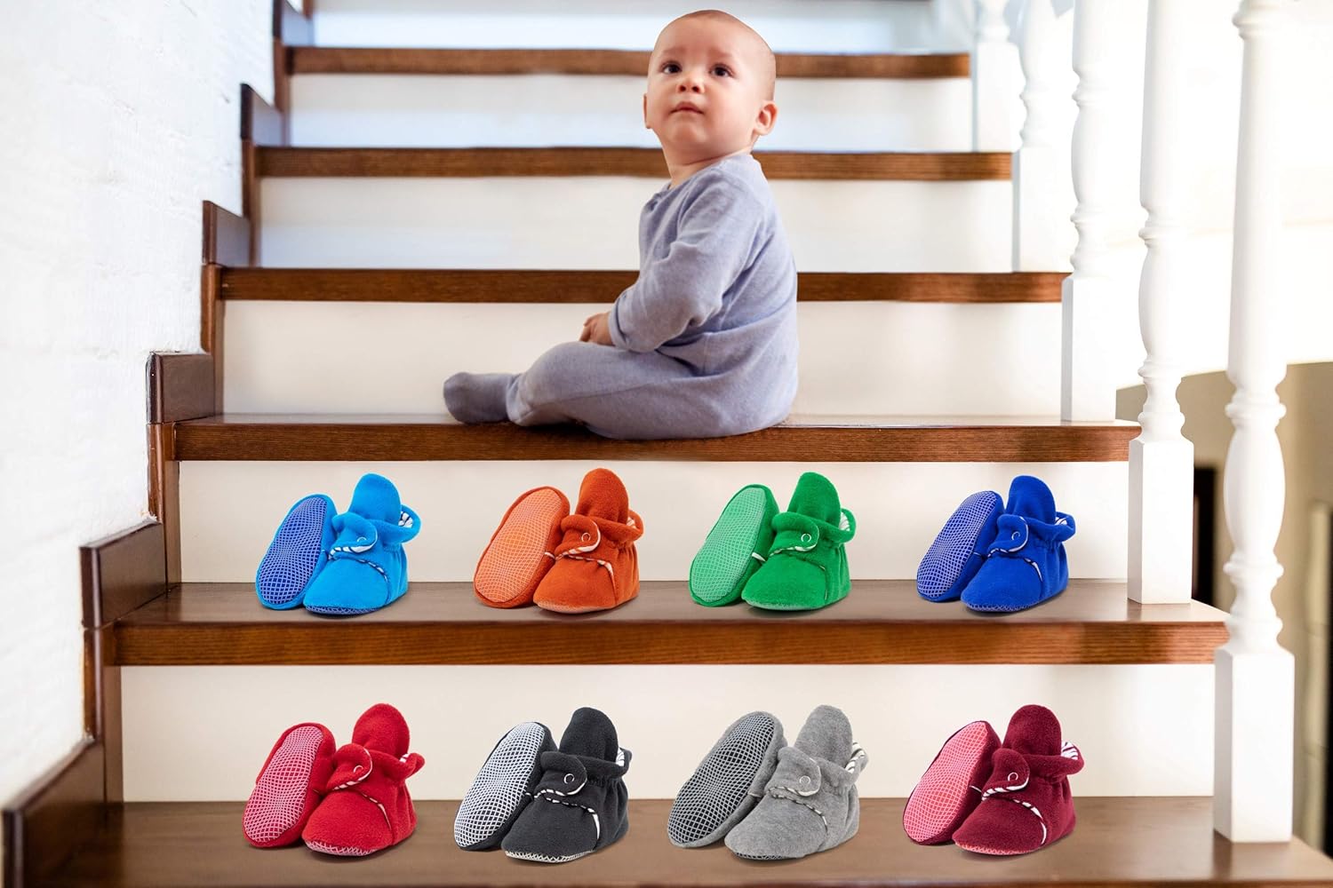  | Ella Bonna Mini Fleece Booties with Non Skid Bottom | Flexible | for Baby Boys Girls Toddlers | Boots