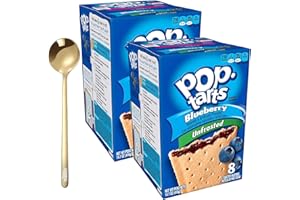 MOOFIN Pop-Tarts Pop Tarts Blueberry, 14.7 Oz - Soft Toaster Pastry With Golden Ss Spoon, Unfrosted Toaster Pastries, Quick Breakfast And Snack, Easy To Prepare, Lightly Sweetened ~(Pack Of 2)