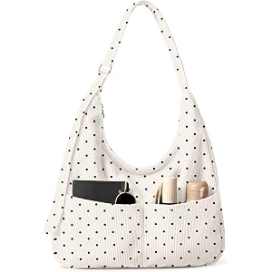 VelvetHue Large Corduroy Hobo Bags for Women - Cute Slouchy Shoulder Crossbody Tote Bag with Zipper & Pockets, Travel Work