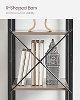VASAGLE 5-Tier Bookshelf 30x39.6x154 cm Industrial Heather Greige Ink Black view 6