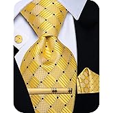YourTies Silk Ties for Men Paisley Floral Striped Necktie and Pocket Square Cufflinks Tie Clip Set 4PC