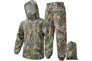 LOOGU Men's Rain Suit - Rain Gear for Men Waterproof, Lightweight Rain Coat, Breathable Mens Rain Jackets Hood and Pants