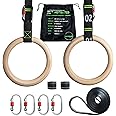 awegym Gymnastic Rings with Adjustable Straps, 1.1" Olympic Rings, Calisthenics Rings Equipment, Gym Rings with Straps for Home Workout, Outdoor Exercise Rings, Crossfit Pull Up Row Dip Ring Training