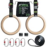 awegym Gymnastic Rings with Adjustable Straps, 1.1" Olympic Rings, Calisthenics Rings Equipment, Gym Rings with Straps for Ho