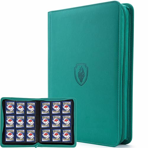 9 Pocket Trading Card Binder, Fabmaker 360 Pockets Zipper Card Binder,  Premium PU Binder for Cards,