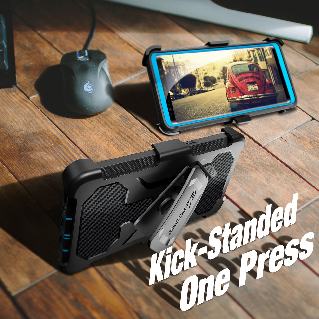 Galaxy Note 8 Case, eSamcore Full Body Protection Shockproof Case Cover with Rugged Heavy Duty Holster Clip Kickstand [WITHOUT Built-in Screen Protector] for Samsung Note 8 2017 [Blue]