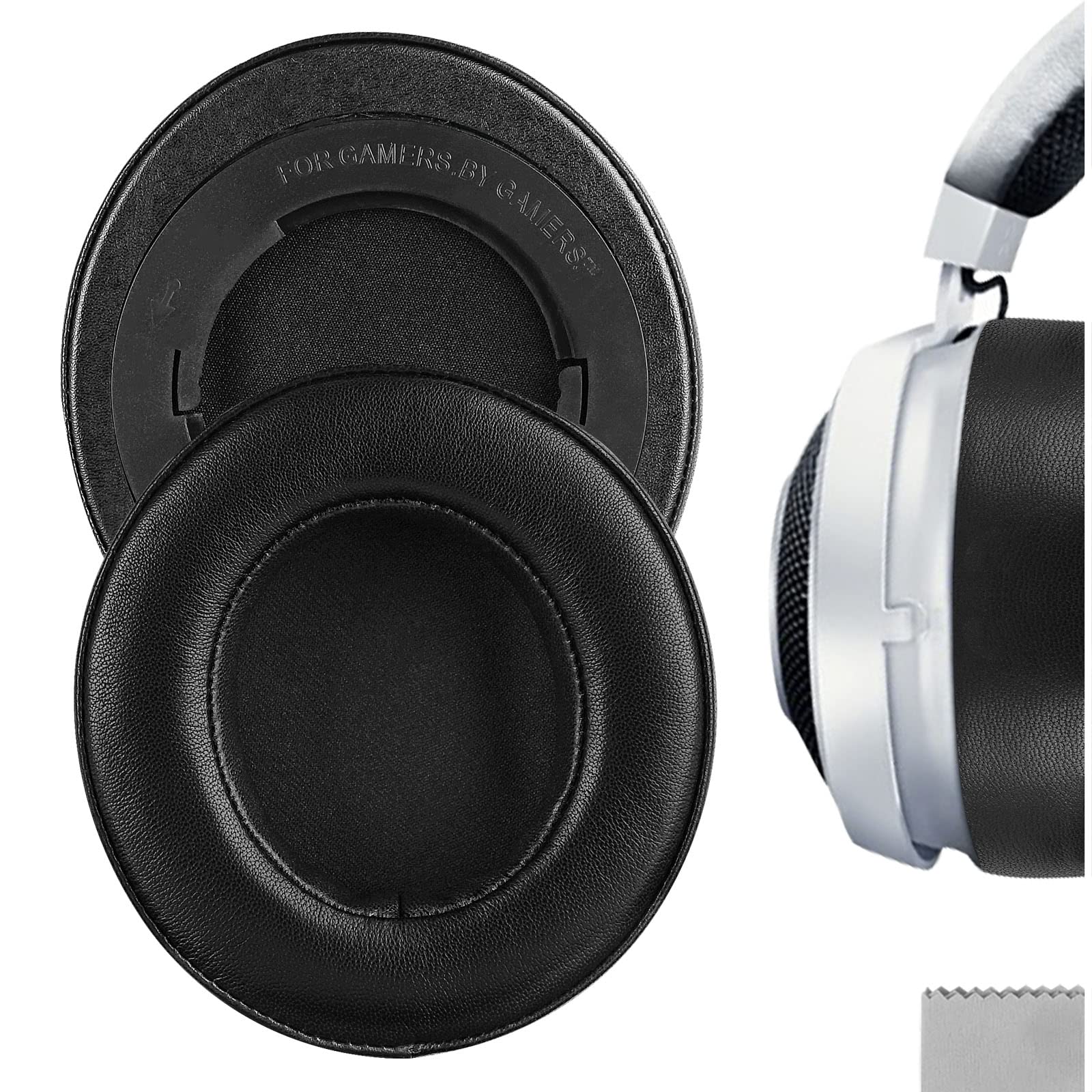Geekria Elite Sheepskin Replacement Ear Pads Razer Kraken Pro V2/ 7.1 V2/ Stormtrooper Limited Edition/ ProV2 Pewdiepie Edition Headphones, Repair Parts (Black)
