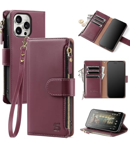 Vinich IPhone 13 Wallet Case – Mit Kartenhalter, Kickstand, Magnetverschluss, Roségold