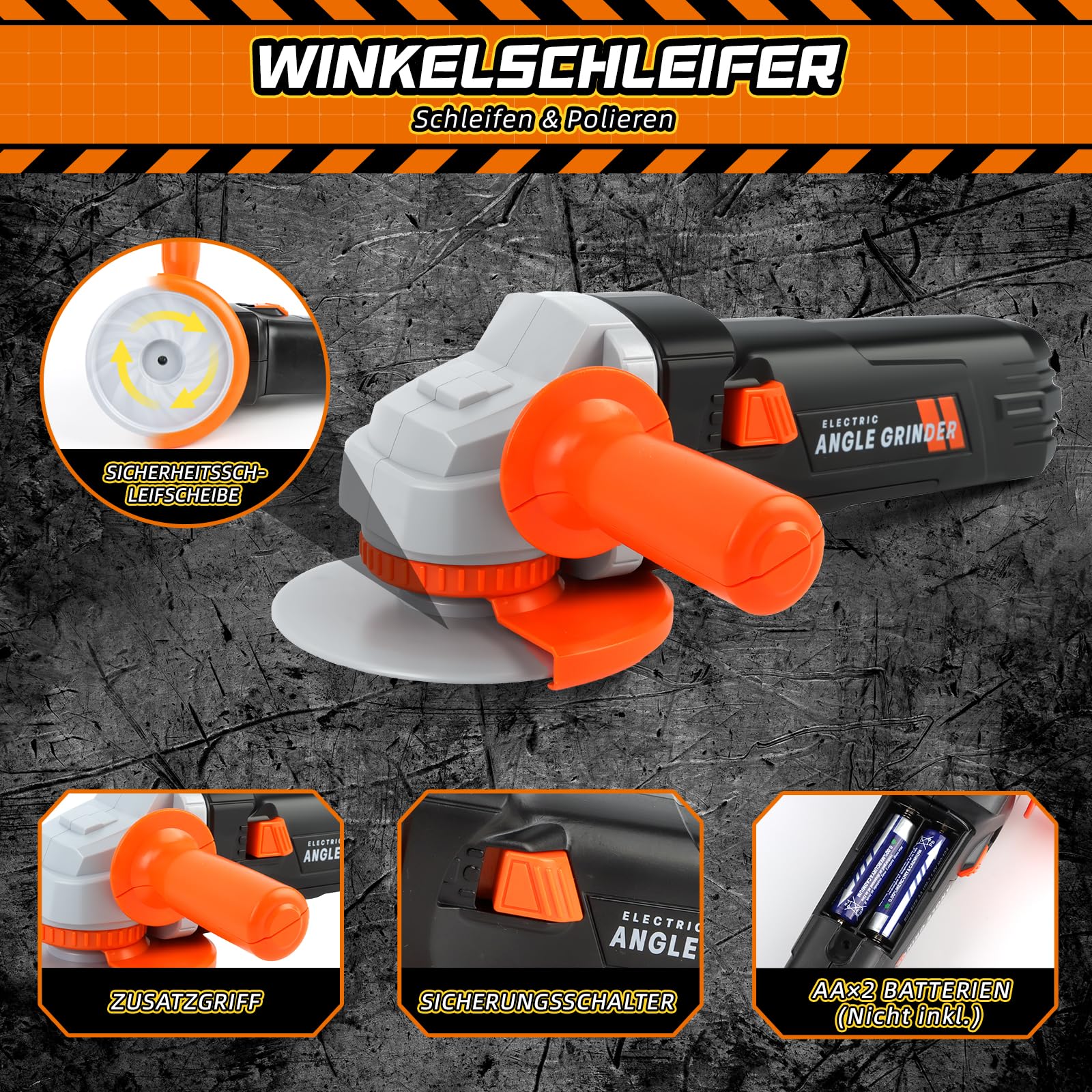 Charmofun Werkzeugkoffer Kinder, Werkzeug Set Kinder mit MotorsäGe & Elektrische Bohrmaschine & Winkelschleifer, Rollenspiel Spielzeug Ab 3 4 5 6 7 8 Jahre Jungen MäDchen (50 Pieces) 4