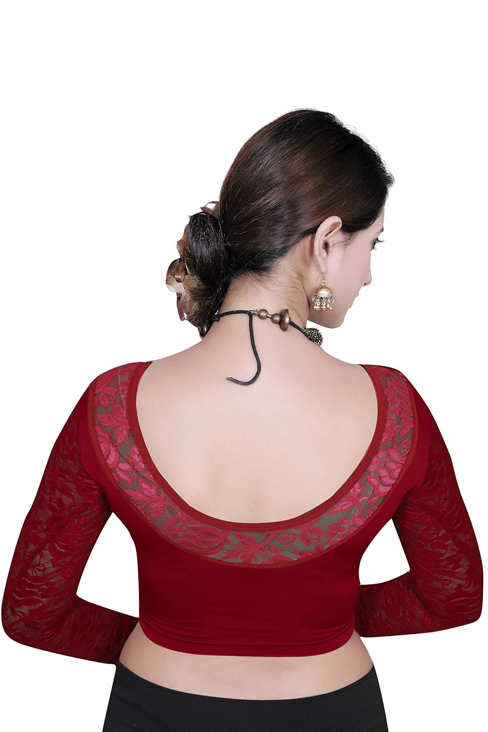 gargi ladies 4-way stretched round neck with 3/4th net sleeves blouse. (ogbl-560)