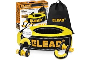 ELEAD Recovery Tow Strap Heavy Duty with Hooks 3" x 30Ft - 36000 LBS Break Strength, 3/4 D Ring Shackles (2pcs), Emergency Recovery Strap Tow Rope for Truck, SUV, ATV Offroad Vehicle