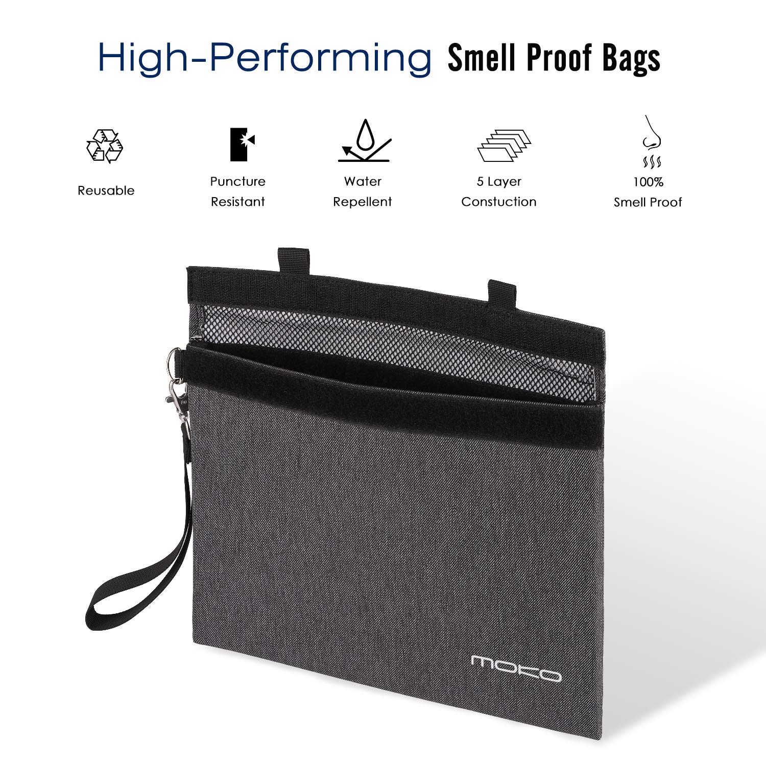 MoKo Water Resistant Smell Proof Bags Odor Proof Hand