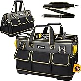 WILAXI PRO 20 in Tool Bag For Men with Waterproof Molded Base, High Capacity Wide Mouth Tote, Construction Worker Electricians Tool Bags, Large Tool Bag Organizer for Men Women (Grey)