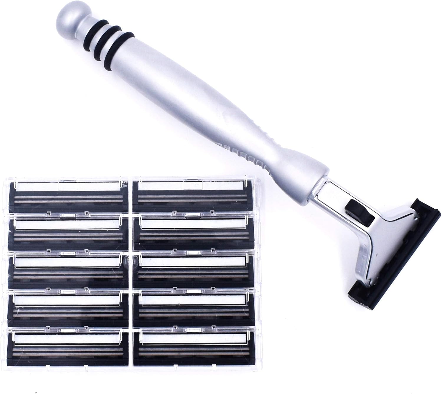 Super Safety Razors All Metal Heavyweight Chrome ATRA Compatible Twin Blade Razor & 10 Personna