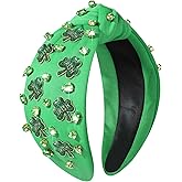 CEALXHENY St. Patrick's Day Hair Accessories, Green Shamrock Headband with Crystal Embellishment, Women Headband for Irish Holiday Gifts, Party Decorations, Festive Outfits (Shamrock F)