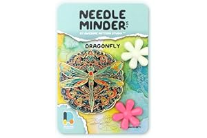 Awesome Pattern Studio Needle Minder Set - Dragonfly Magnetic Needle Minder + 2 Needle Threaders. Enamel Pin for Cross Stitch, Embroidery and Craft