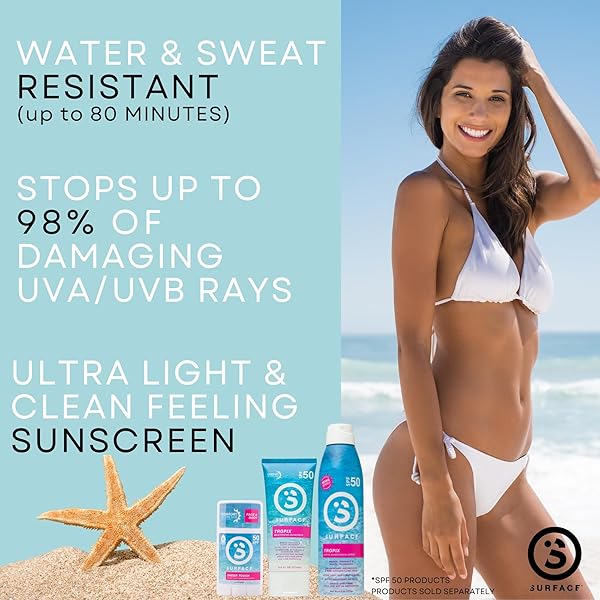 SURFACE TROPIX SHEER TOUCH SPRAY SUNSCREEN, WATER RESISTANT, UVA/UVB BROAD SPECTRUM, FAST DRYING PROTECTION, PABA FREE – 6OZ – SPF 50-1 PACK